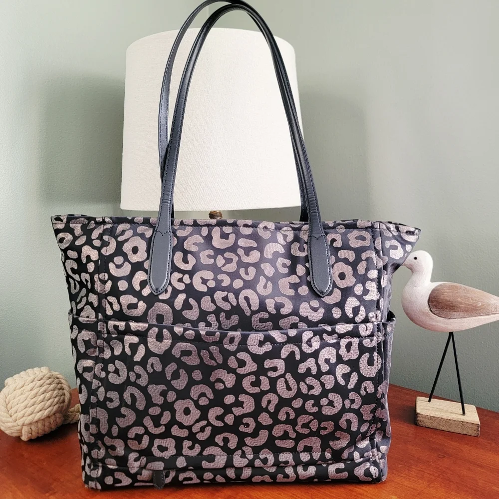 Kate Spade K9308 Chelsea Large Metallic Leopard Nylon Tote Bag